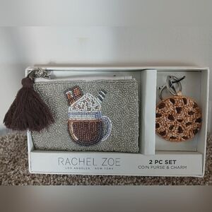 Rachel Zoe Beaded Hot Chocolate Coin Purse/Chocolate Chip Cookie Charm Gift Set